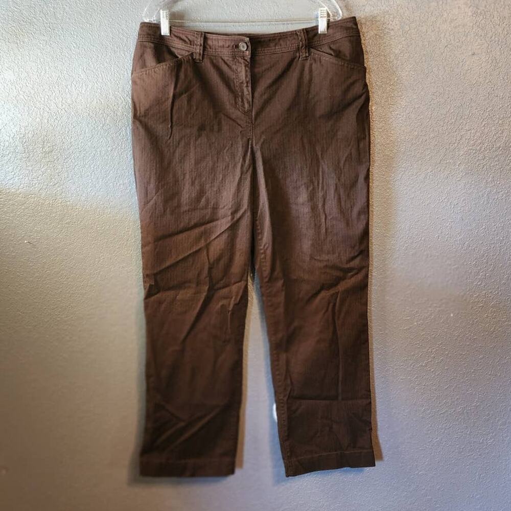 Jones New York Sport Women's Stretch Straight Dark Brown Trouser Plus Size 16